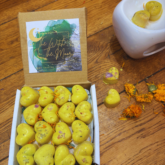 Bring me Happy 16 highly fragranced Mini botanical wax melts,lasting melts,manifestation melts, zesty fragrance,wiccan gift birthday gift