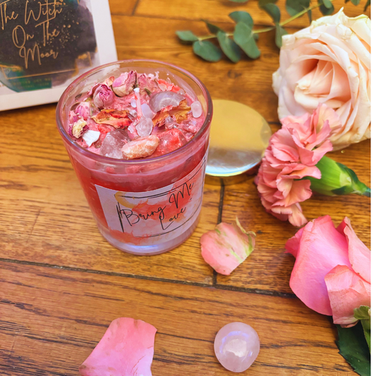 manifestation candle. Aromatherapy crystal candle,Rose Quartz & floral, citrus scent,Birthday Gift,mothers day gift, container candle wiccan