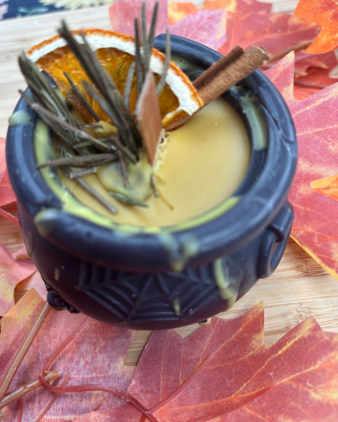 Cauldron candle, Mabon candle  spice scent. Autumn Decoration | Fall Witchy Halloween candle crackling wick (Copy)